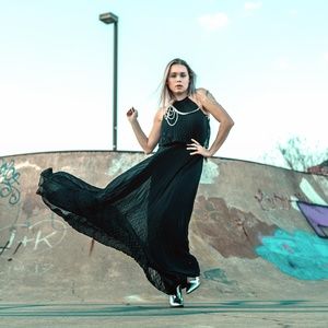 Navy Xscape Grecian Style Maxi